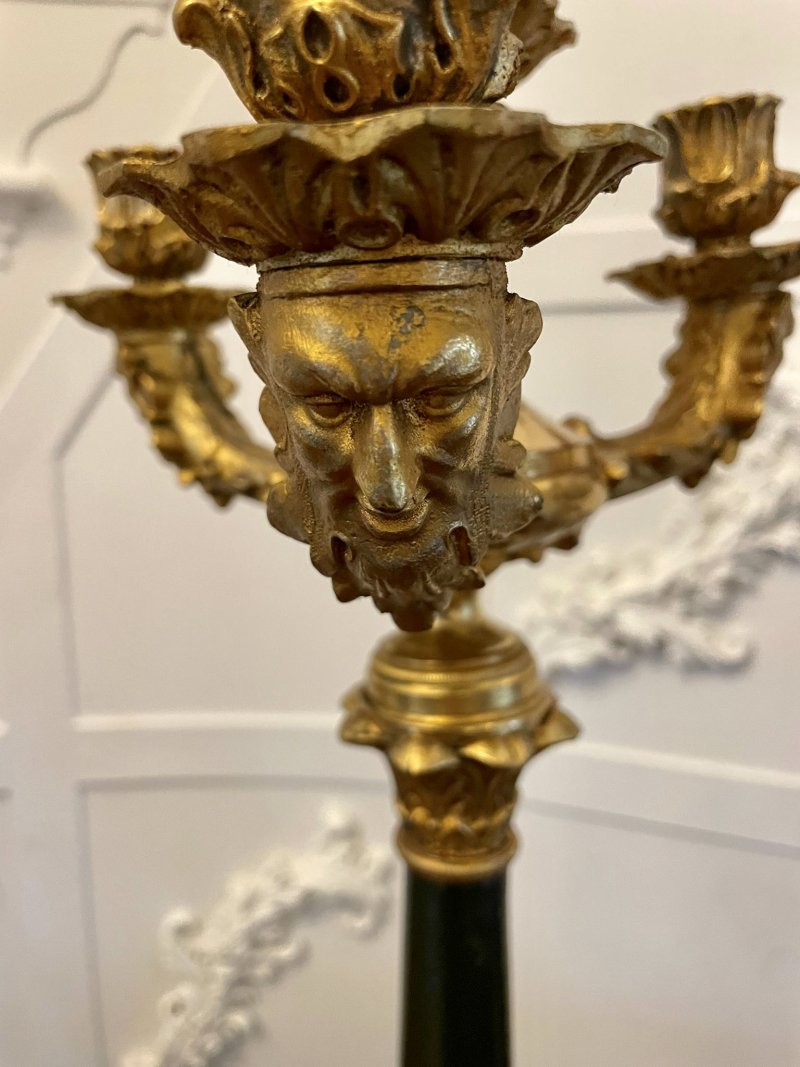 Quality Pair of Antique Regency Ornate Ormolu Four Arm Candelabra - Image 7